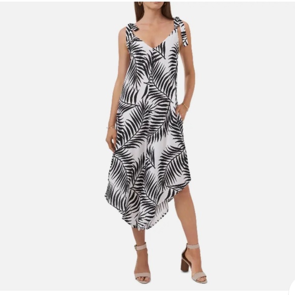 Vince Camuto ~ Palm Print Tie Shoulder Crop Asymmetric Wide Leg Jumpsuit ~ XS - Picture 3 of 9